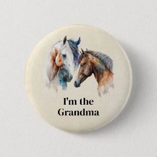 Ich bin der Oma Beautiful Horses Western Boho Button