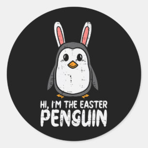 Ich bin der Oster-Pinguin Süße Hasenohren Frauen J Runder Aufkleber