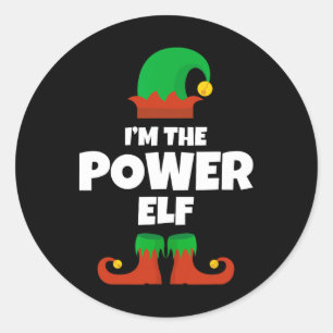 Ich bin der Power Elf Familie Pajama Weihnachtslus Runder Aufkleber