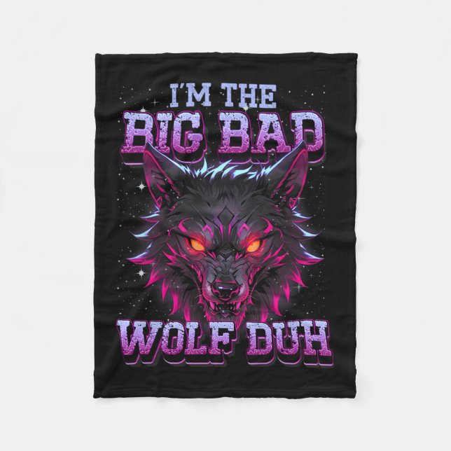 Ich bin der schlechte Wolf Funny letzte Minute Hal Fleecedecke (Vorderseite)