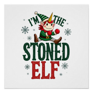 Ich bin der stoned Elf Vintage Weihnachten Dabbing Poster