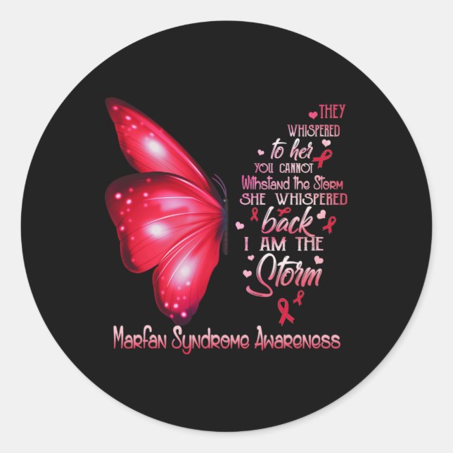 Ich bin der Sturm-Marfan-Syndrom-Butterfly Runder Aufkleber (Vorderseite)