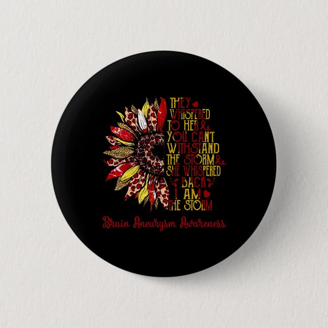Ich bin der Sturm Sonnenblume Leopard Hirnaneurysm Button (Vorderseite)