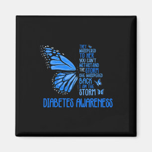 Ich bin der Sturm starke Butterfly Blue T1D Diabet Magnet