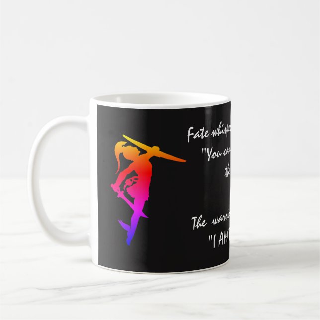 "Ich bin der Sturm-" Zitat u. weibliche Krieger Kaffeetasse (Links)