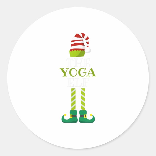 Ich bin der Yoga Elf Weihnachts Pajama Runder Aufkleber (Vorderseite)