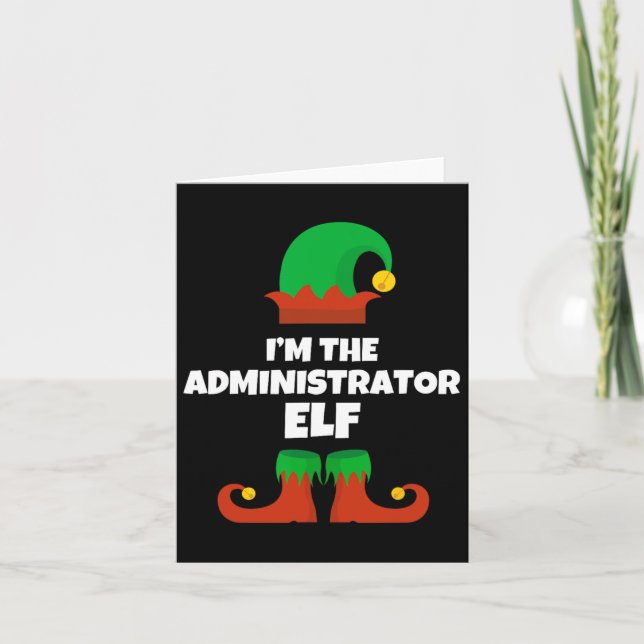 Ich bin die Administrator Elf Familie Pajama Weihn Karte (Vorderseite)