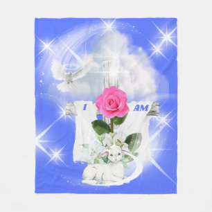 Ich bin die Auferstehung Blue Fleece Blanket