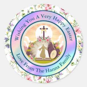 Ich bin die Auferstehung und das Leben Runder Aufkleber