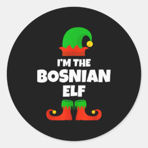 Ich bin die bosnische Elf-Familien-Pyjama-Weihnach Runder Aufkleber