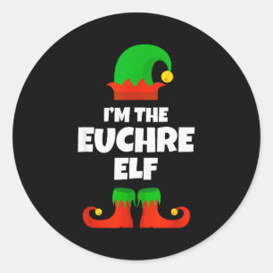 Ich bin die Euchre-Elf-Familie-Pyjamas-Weihnachten Runder Aufkleber