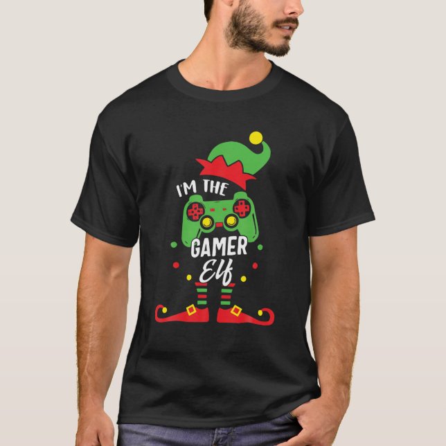 Ich bin die Gamer Elf Funny Matching Familie Weihn T-Shirt (Vorderseite)