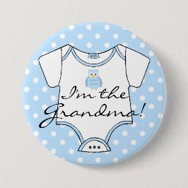 Ich bin die Großmutter-blauen Eulen-Blau-Tupfen Button