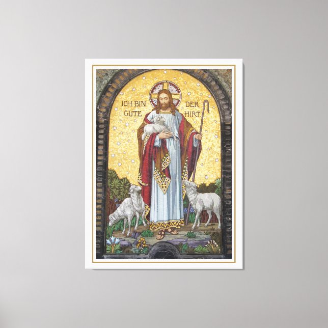 "ICH BIN DIE GUTE SHEPHERD" John 10:11 Mosaikkunst Leinwanddruck (Vorderseite)