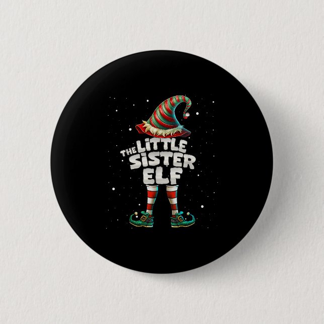 Ich bin die kleine Schwester Elf Familie Matching  Button (Vorderseite)