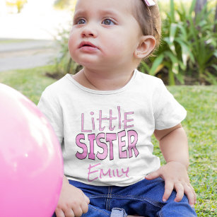 Ich bin die kleine Schwester Niedlich Moderne Rosa Baby T-shirt