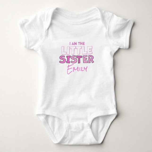 Ich bin die kleine Schwester Niedlich Pink Minimal Baby Strampler (Vorderseite)