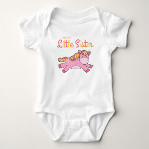 Ich bin die kleine Schwester - Niedliches rosa Pon Baby Strampler