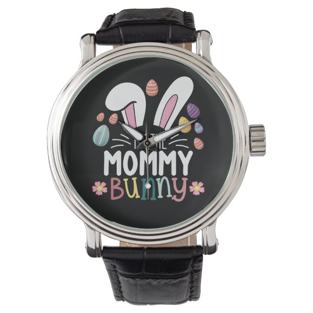 Ich bin die Mama Mama Bunny Oaster Familie Matchin Armbanduhr (Vorderseite)