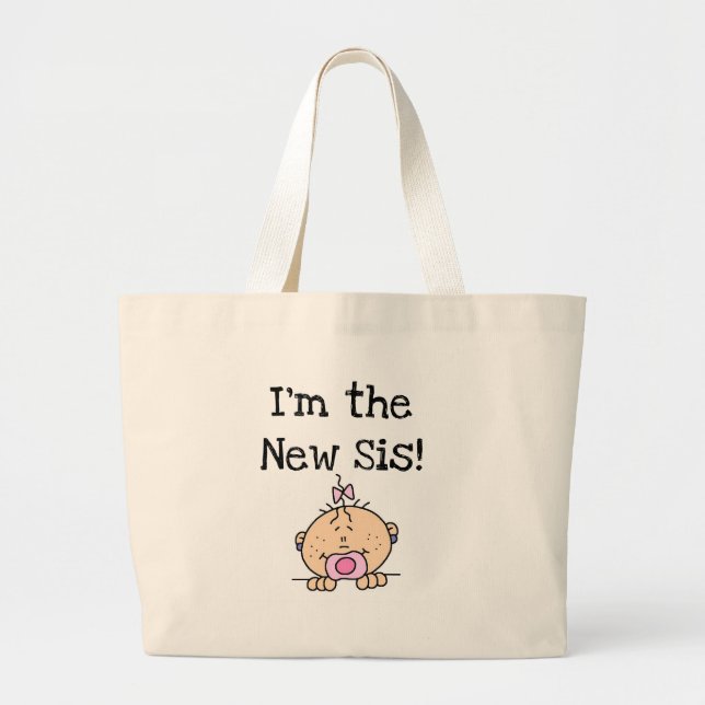 Ich bin die New Sis Tshirts und Geschenke Jumbo Stoffbeutel (Vorne)