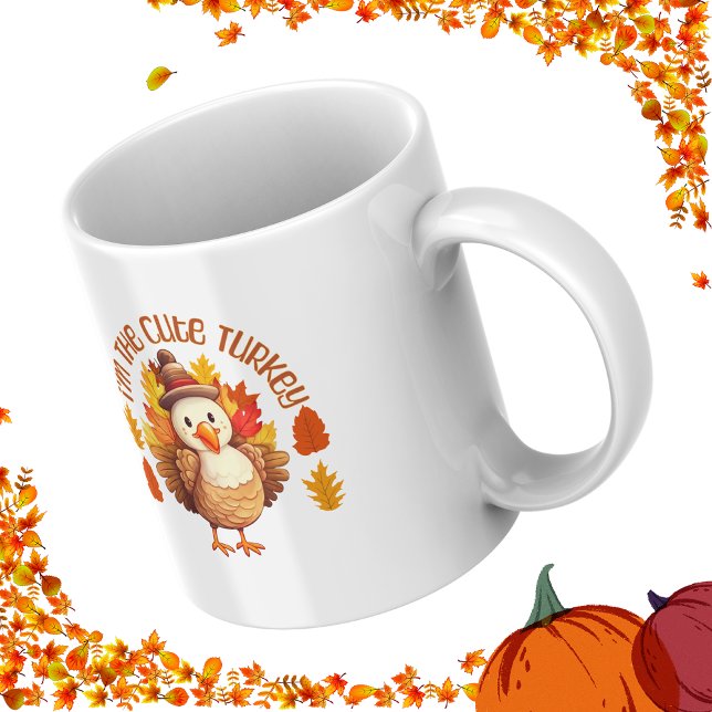 Ich bin die Niedliche Türkei Erntedank Herbstleave Kaffeetasse (Von Creator hochgeladen)