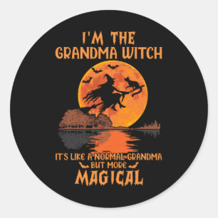 Ich bin die Oma-Hexe wie eine normale Oma-Hallow Runder Aufkleber