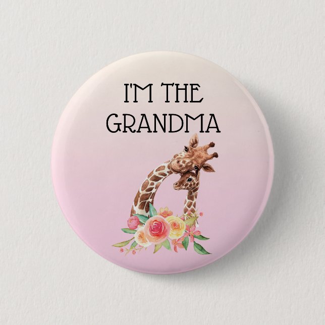 Ich bin die Oma Niedlich Mama & Baby Giraffen Button (Vorderseite)