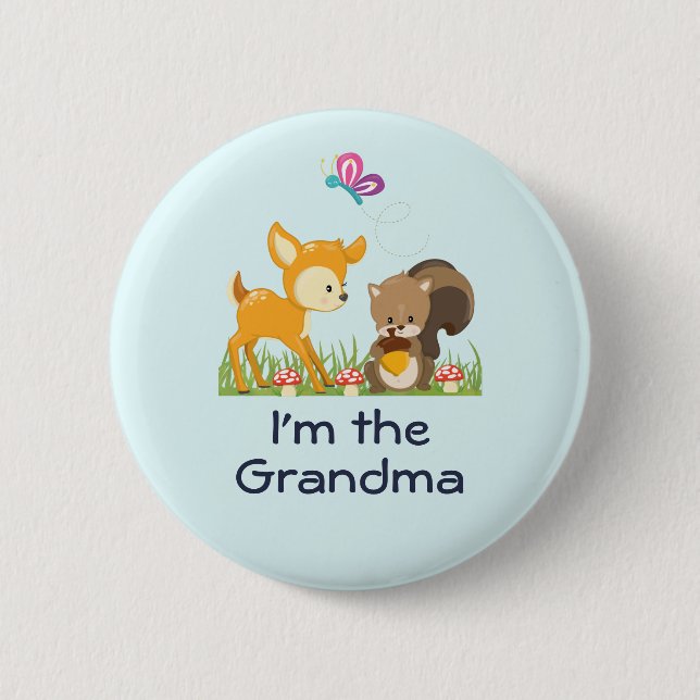 Ich bin die Oma Niedlichen Waldtiere Button (Vorderseite)