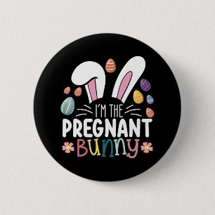 Ich bin die schwangere Kaninchen-Mama Ostern Famil Button