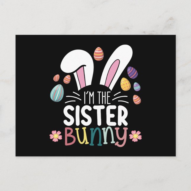Ich bin die Schwester Bunny Osterfamilie, die pass Postkarte (Vorderseite)