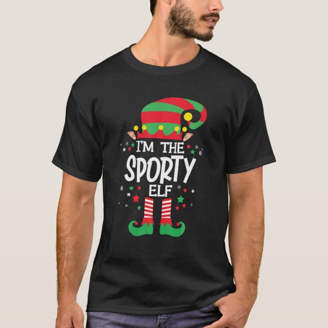 Ich bin die Sporty Elf Familiengruppe, die Weihnac T-Shirt (Vorderseite)