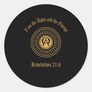 Ich bin die Sprichwörter der Alpha- und Omega-Off Runder Aufkleber