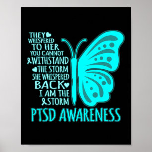 Ich bin die Storm Ptsd Stress Awareness Ribbon Gra Poster