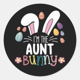 Ich bin die Tante-Bunny-Osterfamilie, die passt Runder Aufkleber