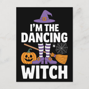 Ich bin die tanzende Hexe   Halloween Party Spaß Postkarte