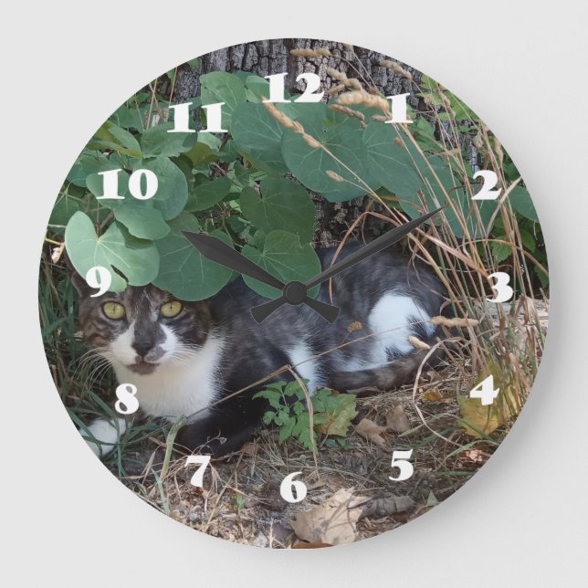 Ich bin die unsichtbare Katze Große Wanduhr (Vorderseite)