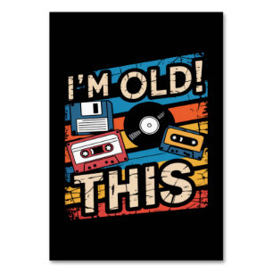 Ich bin diese alte bunte Retro-Musik-Nostalgie Tischnummer
