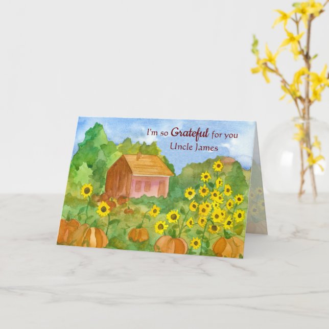 Ich bin dir dankbar, Onkel glücklich dankend Karte (Gelbe Blume)