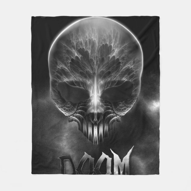 Ich bin Doom Fraktal Skull Fleecedecke (Vorderseite)