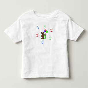 Ich bin Drei mit einem Teddybär und Ballons Kleinkind T-shirt