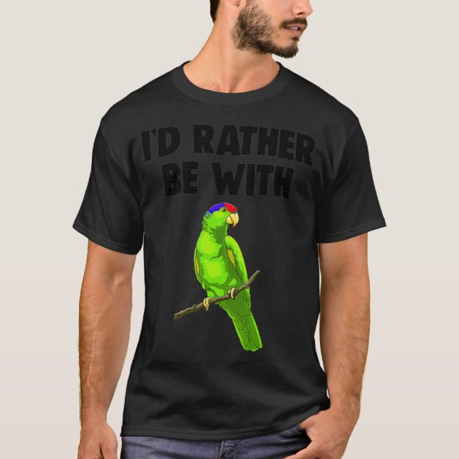 Ich bin eher mit Papagei Tee Shirt Funny Pet (Vorderseite)