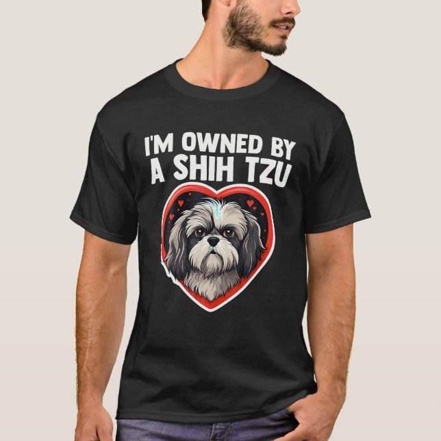 Ich bin Eigentum eines schiitischen Tzu Lover Herz T-Shirt (Vorderseite)