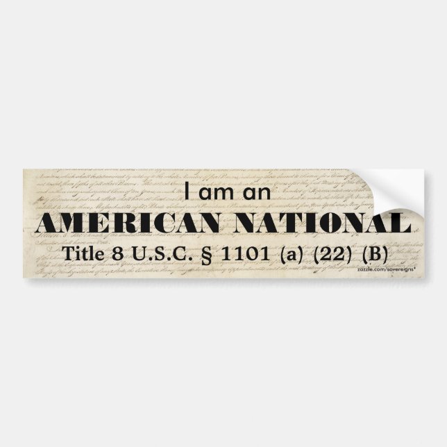 Ich bin ein AMERIKANISCHER NATIONALER Autoaufkleber (Vorne)