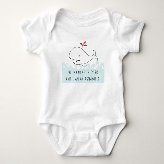 ICH BIN EIN AQUAHOLIC WALE Baby Jersey Bodysuit Baby Strampler (Vorderseite)
