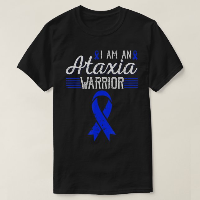 Ich bin ein Ataxia Warrior Blue Ribbon Awareness T T-Shirt (Design vorne)