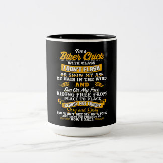 Ich bin ein Biker Chick Geschenk für Motorradliebh Zweifarbige Tasse