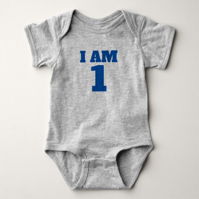Ich bin ein Blue Gray Baby Bodysuit Strampler (Vorderseite)