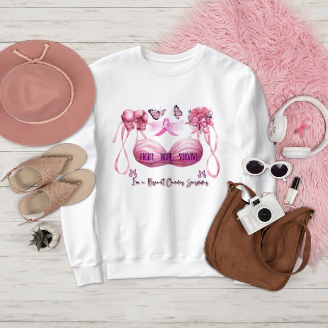 Ich bin ein Brustkrebsüberlebender Pink Ribbon. Sweatshirt (Von Creator hochgeladen)