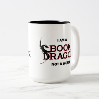 Ich bin ein Buch-Drache, nicht ein Wurm Zweifarbige Tasse