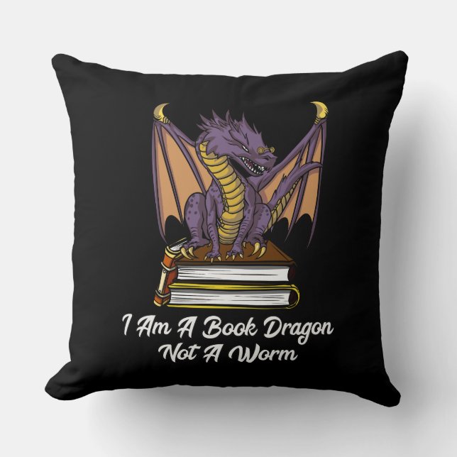 Ich bin ein Buchdrache, kein Wurm, der Fantasie-Ne Kissen (Vorderseite)